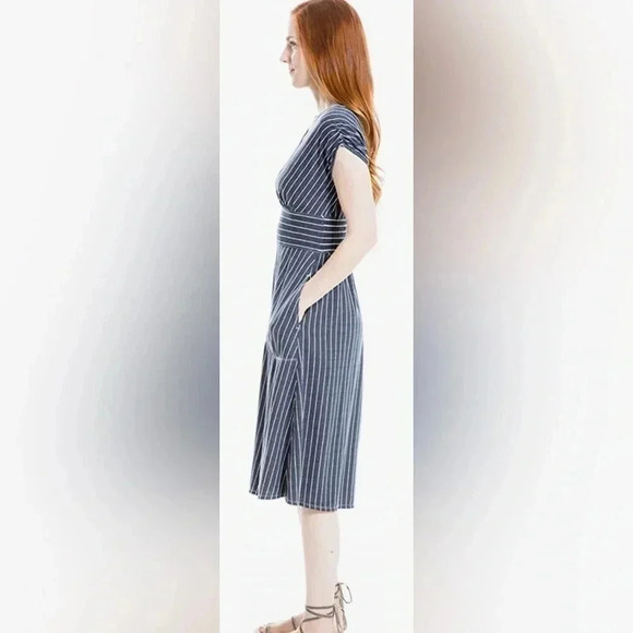 Max Studio Blue & White Striped Pockets Dress Size XS - Picture 2 of 11